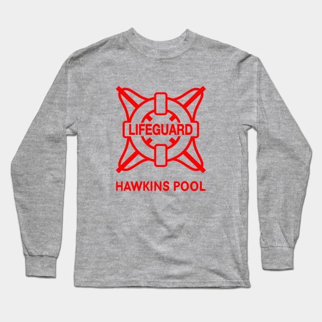 Hawkins Pool Lifeguard RED Long Sleeve T-Shirt by AngryMongoAff